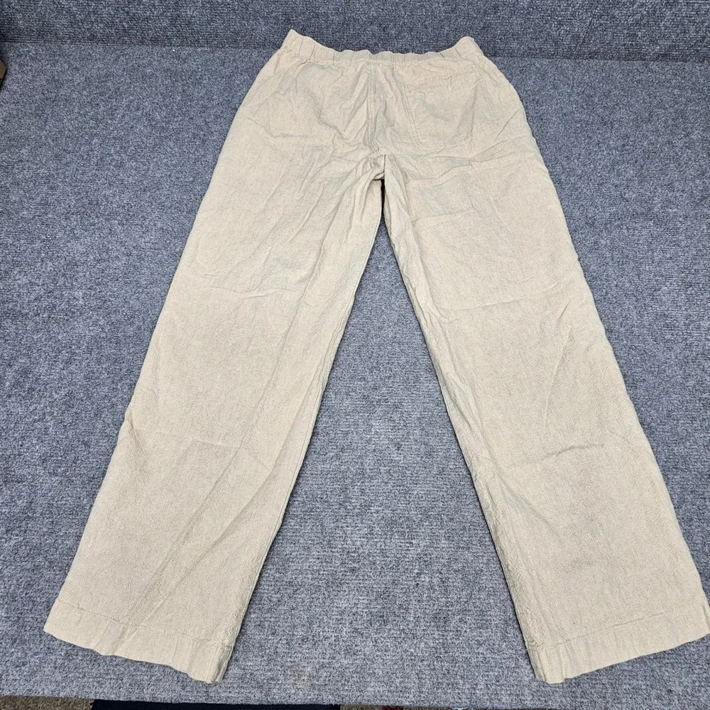 Centro Linen Cotton Pants Mens Medium 32-34 Tan Beige Elastic Drawstring Casual